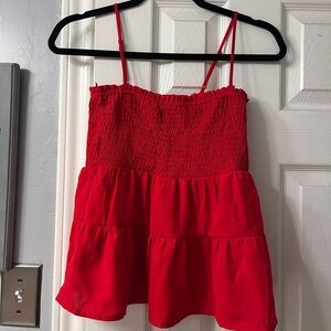 Paper Crane Red Smocked Camisole